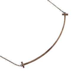 Pre Owned Tiffany & Co. Sterling Silver Tiffany T Smile Pendant Necklace