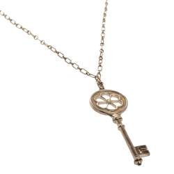 Pre Owned Tiffany & Co. Sterling Silver/Diamond Blossom Large Key Pendant Necklace