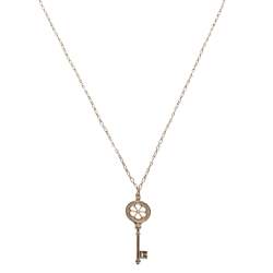 Pre Owned Tiffany & Co. Sterling Silver/Diamond Blossom Large Key Pendant Necklace