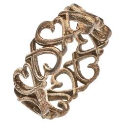 Pre Owned Tiffany & Co. Paloma Picasso Sterling Silver Loving Heart Band Ring Size EU 55