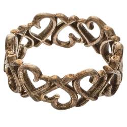 Pre Owned Tiffany & Co. Paloma Picasso Sterling Silver Loving Heart Band Ring Size EU 55