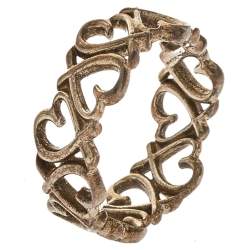 Pre Owned Tiffany & Co. Paloma Picasso Sterling Silver Loving Heart Band Ring Size EU 55