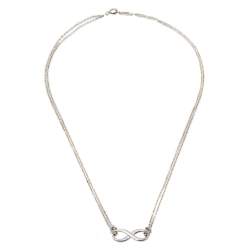 Tiffany & Co. Sterling Silver Infinity Pendant Double Chain Necklace 