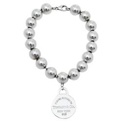 Pre Owned Tiffany & Co. Sterling Silver Return to Tiffany Round Tag Bead Bracelet