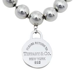 Pre Owned Tiffany & Co. Sterling Silver Return to Tiffany Round Tag Bead Bracelet