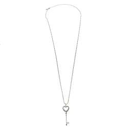 Pre Owned Tiffany & Co. Tiffany Keys Enamel Silver Beaded Heart Key Pendant Necklace