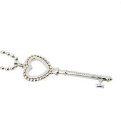 Pre Owned Tiffany & Co. Tiffany Keys Enamel Silver Beaded Heart Key Pendant Necklace