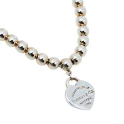 Pre Owned Tiffany & Co. Return to Tiffany® Heart Tag Enamel Silver Bead Bracelet