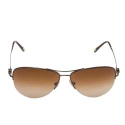 Pre Owned Tiffany & Co. Silver Tone/ Brown Gradient TF3021 Aviator Sunglasses