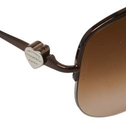 Pre Owned Tiffany & Co. Silver Tone/ Brown Gradient TF3021 Aviator Sunglasses