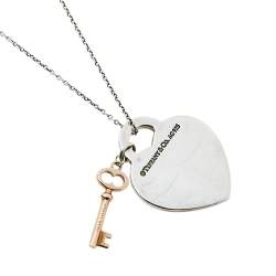 Pre Owned Tiffany & Co. Rubedo & Sterling Silver Heart Key Pendant Necklace
