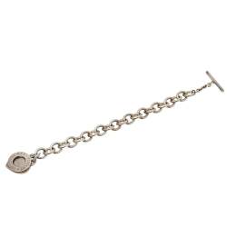 Pre Owned Tiffany & Co. Return To Tiffany Heart Tag Silver Chain Link Toggle Bracelet