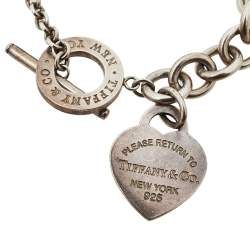 Pre Owned Tiffany & Co. Return To Tiffany Heart Tag Silver Chain Link Toggle Bracelet