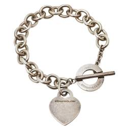 Pre Owned Tiffany & Co. Return To Tiffany Heart Tag Silver Chain Link Toggle Bracelet