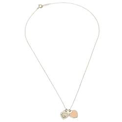 Pre Owned Tiffany & Co. Return to Tiffany Mini Double Heart Tag Silver Pendant Necklace