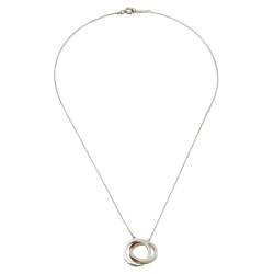 Pre Owned Tiffany & Co. Sterling Silver 1837 Interlocking Circles Pendant Necklace
