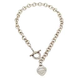 Pre Owned Tiffany & Co. Sterling Silver Return To Tiffany Heart Tag Toggle Necklace