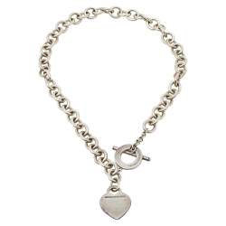 Pre Owned Tiffany & Co. Sterling Silver Return To Tiffany Heart Tag Toggle Necklace