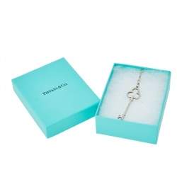 Pre Owned Tiffany & Co. Trefoil Key Silver Long Pendant Necklace