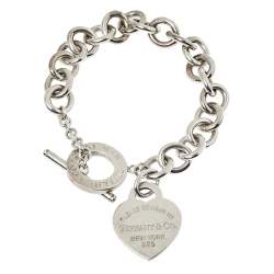 Pre Owned Tiffany & Co. Return To Tiffany Sterling Silver Heart Tag Toggle Bracelet