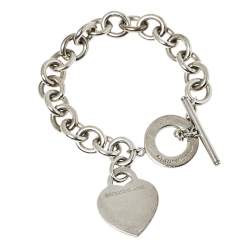 Pre Owned Tiffany & Co. Return To Tiffany Sterling Silver Heart Tag Toggle Bracelet