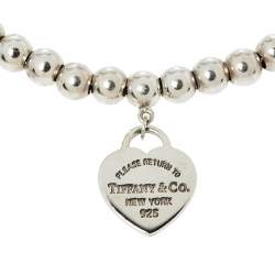 Pre Owned Tiffany & Co. Return to Tiffany Heart Tag Sterling Silver Beads Bracelet