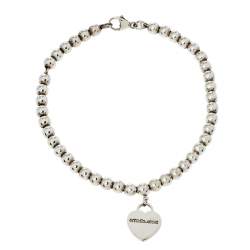 Pre Owned Tiffany & Co. Return to Tiffany Heart Tag Sterling Silver Beads Bracelet