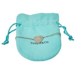 Pre Owned Tiffany & Co. Sterling Silver Heart Tag Double Chain Bracelet