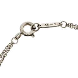 Pre Owned Tiffany & Co. Sterling Silver Heart Tag Double Chain Bracelet