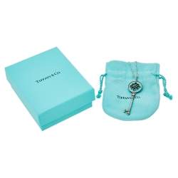 Pre Owned Tiffany & Co. Enamel Silver Knot Key Pendant Necklace