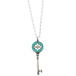 Pre Owned Tiffany & Co. Enamel Silver Knot Key Pendant Necklace