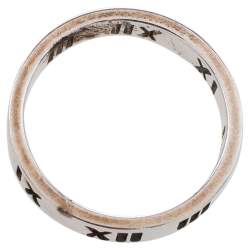 Pre Owned Tiffany & Co. Sterling Silver Narrow Atlas Pierced Ring Size 50