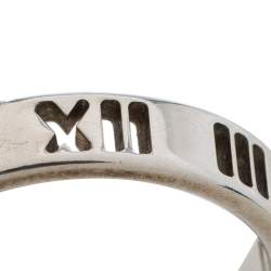 Pre Owned Tiffany & Co. Sterling Silver Narrow Atlas Pierced Ring Size 50