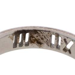 Pre Owned Tiffany & Co. Sterling Silver Narrow Atlas Pierced Ring Size 50