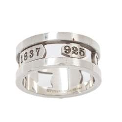 Pre Owned Tiffany & Co. Sterling Silver 1837 Wide Band Ring Size EU 59