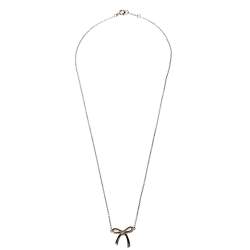 Pre Owned Tiffany & Co. Sterling Silver Bow Pendant Necklace