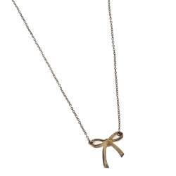 Pre Owned Tiffany & Co. Sterling Silver Bow Pendant Necklace