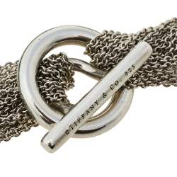 Pre Owned Tiffany & Co. Mesh Heart Sterling Silver Toggle Bracelet
