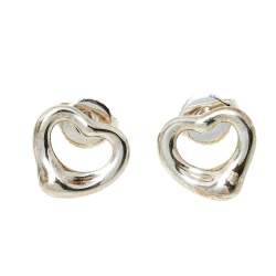 Pre Owned Tiffany & Co. Elsa Peretti Sterling Silver Open Heart Stud Earrings