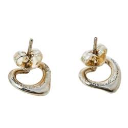Pre Owned Tiffany & Co. Elsa Peretti Sterling Silver Open Heart Stud Earrings