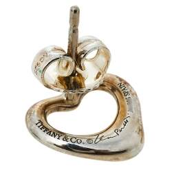 Pre Owned Tiffany & Co. Elsa Peretti Sterling Silver Open Heart Stud Earrings