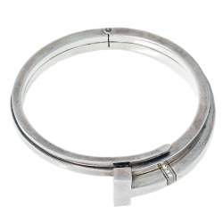 Pre Owned Tiffany & Co. Sterling Silver Diamonds T Square Wrap Bracelet