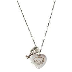 Pre Owned Tiffany & Co. Return To Tiffany Love Heart Tag and Key Pendant Sterling Silver Necklace