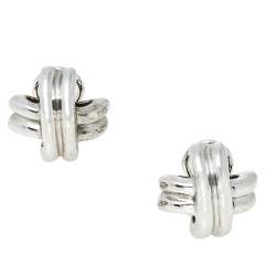 Pre Owned Tiffany &Co. Vintage X Sterling Silver Stud Earrings
