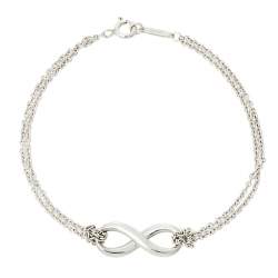 Pre Owned Tiffany & Co. Infinity Sterling Silver Double Chain Bracelet