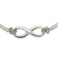 Pre Owned Tiffany & Co. Infinity Sterling Silver Double Chain Bracelet