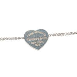 Pre Owned Tiffany & Co. Return To Tiffany Heart Tag Double Chain Sterling Silver Bracelet