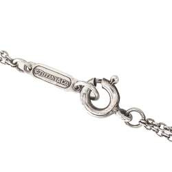 Pre Owned Tiffany & Co. Return To Tiffany Heart Tag Double Chain Sterling Silver Bracelet
