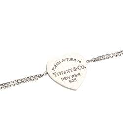 Pre Owned Tiffany & Co. Return To Tiffany Heart Tag Double Chain Sterling Silver Bracelet