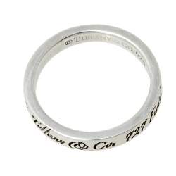 Pre Owned Tiffany & Co. Sterling Silver Notes Narrow Band Ring Size EU 49